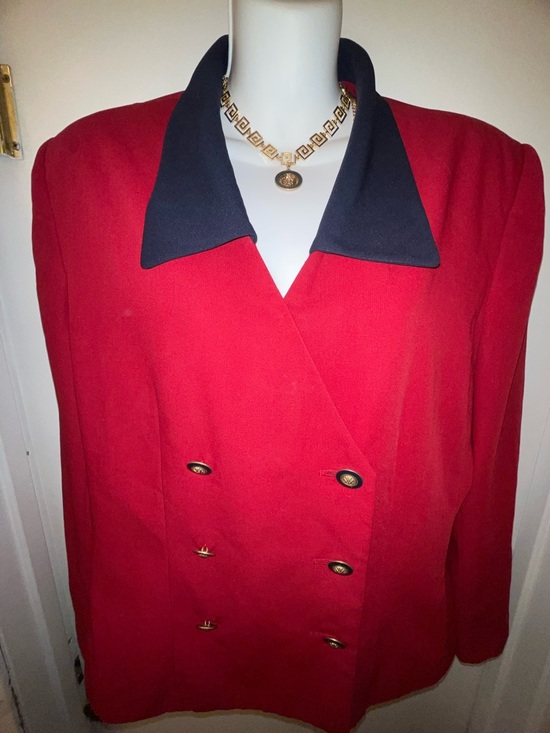 Kasper Jackets & Blazers - Kasper Red Jacket with Black Collar